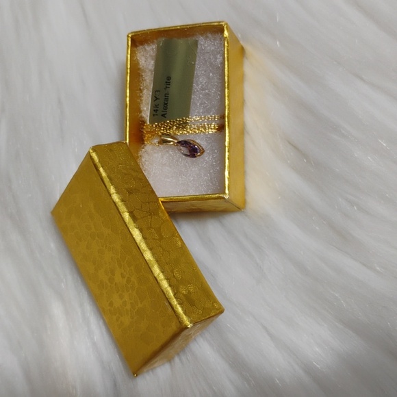 New 14k Solid Gold Color Changing Alexandrite Pendant & Gold Tone 925 Chain - Picture 7 of 9